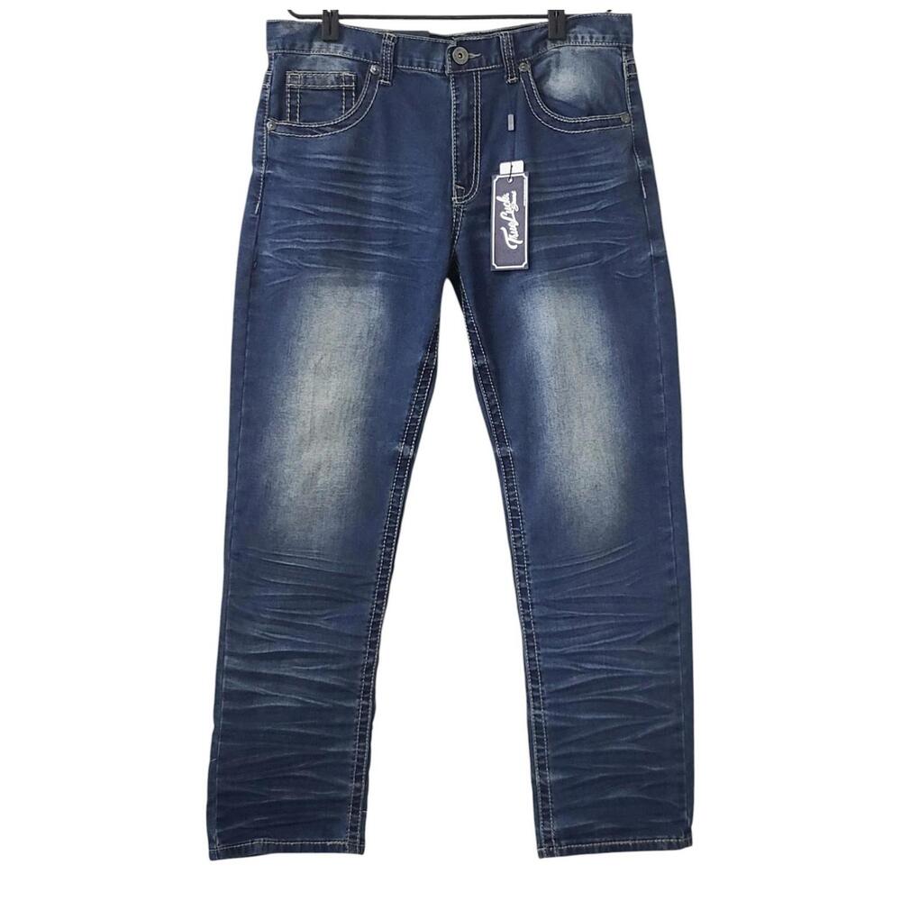 True Luck Jeans Mens Size 34x30 Stretch Straight Fit NWT Blue Denim Cotton Blend